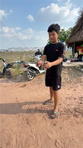 My younger brother let out a kite with a whistle and the kite string pulled the reel away! #layan...