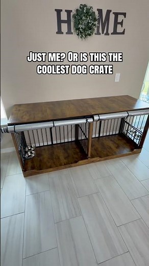 This dog crate comes with door covers, drop down doors, 4 bowls, and actually looks like furniture.