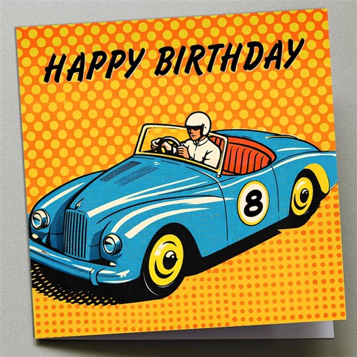 Personalised Birthday Card Classic Racing Car - Etsy
