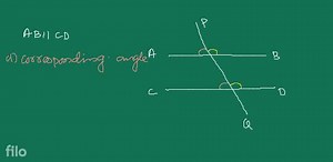 Draw two parallel line segments. Intersect them with a transver... | Filo