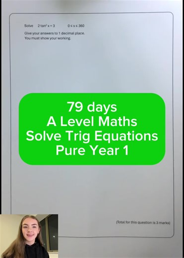 79 days to go - A Level Maths - Solve Trig Equations - Pure Year 1 #alevel #maths #revision
