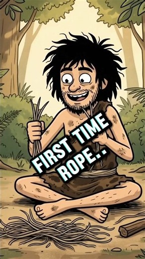 How Cavemen Made the First Rope 🪢 #AncientHistory #Caveman #HistoryTok #viral
