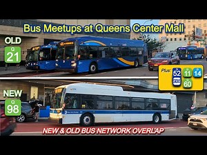 MTA & NYCT Bus: Q21 & Q98 Buses Together at Queens Center Mall + Bunching Q14s & More!