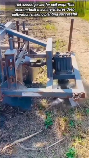 Custom-built farm equipment for deep tilling.