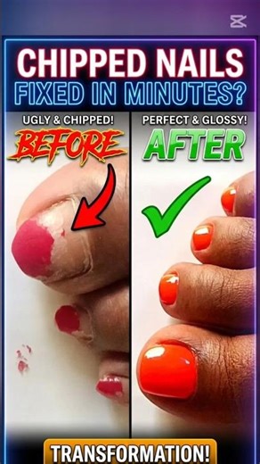 coral orange gel nails transformation | chipped to glossy summer toe nails ✨💅
