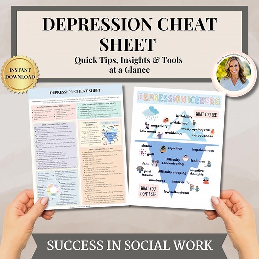 Depression Cheat Sheet & Coping Skills, Printable Poster Handout Depression Iceberg Therapy Tools, Coping Skills, CBT Therapy Worksheet - Etsy