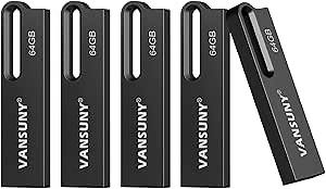 Vansuny 5 Pack USB 3.0 Flash Drives 64GB Metal Waterproof Flash Drives Ultra High Speed Memory Sticks, Portable Thumb Drives for PC/Tablets/Mac/Laptop