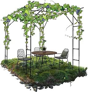 Grape Trellis - Size: 118 * 78.5 * 90.5 inches - Large Outdoor Garden Arch Trellis, Used for Outdoor Climbing of Plants, Courtyard and Garden Decoration of Pavilions (Black)