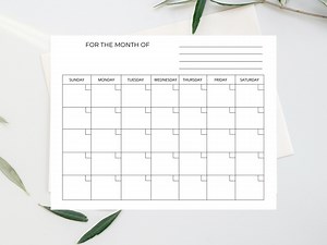 Blank Calendar Page, Instant Download, Printable & Digital, Customizable, 8.5 X 11 In, Print Ready, Calendar Page, Simple, Monthly Calendar - Etsy Canada