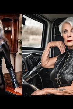 Older womens over 60 ,70+ Elegant looking in leather outfits #leather