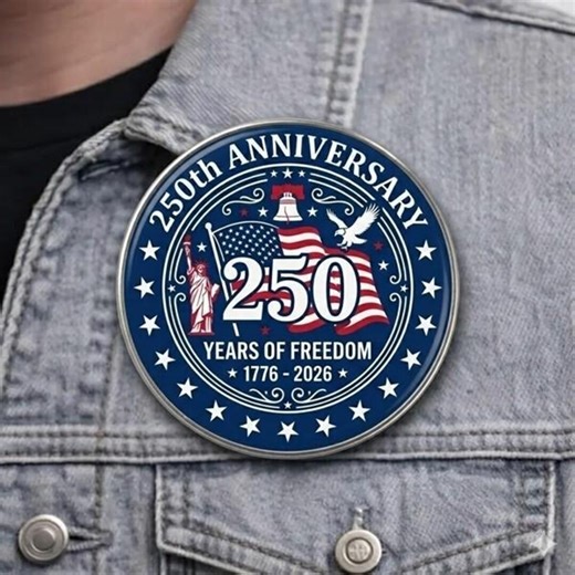 America 250th Anniversary Pin Button, Vintage 1776-2026 Commemorative Button, US Semiquincentennial Patriotic Badge for Independence Day - Etsy