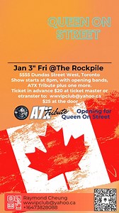 5.4K views · 141 reactions | Queen On Street Go inter TORONTO CANADA an 3"a Fri The Rockpile 5555 Dundas Street West, Toronto Show starts at 8pm, with opening bands, A7X Tribute plus one more. Ticket in advance $20 at ticket master or etranster to: wwvipclub@yahoo.ca $25 at the door. #QueenOnStreet #QOS #QOSF #FTR #UK MEFA Music Khaohom Drummer สหายฟู วงสหายฟู Ray Cheung Chertamp Sennanta | Queen On Street | Facebook