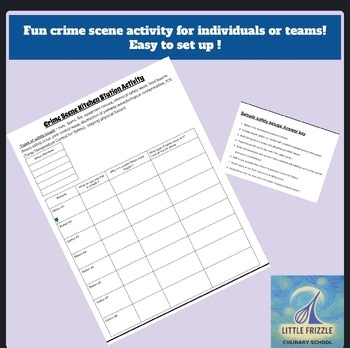 Safety and sanitation crime scene kitchen activity printable, culinary 