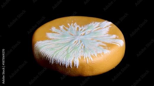 Timelapse transformation of mold growth on cheese in three stages