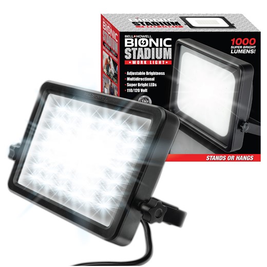 Bell Howell Bionic Stadium Work Light Adjustable 1000 Lumens Portable Light for Shop Garage