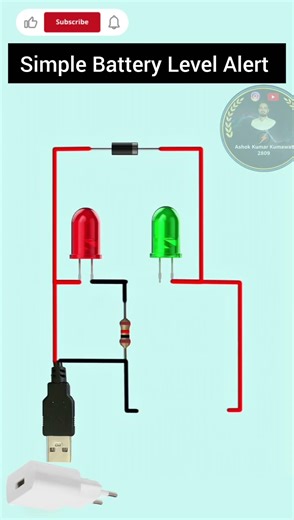 Simple Battery Level Alert Circuit #electrical #electronic