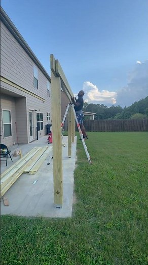 EP 3. BUILDING MY PATIO. Header beam install. #diy