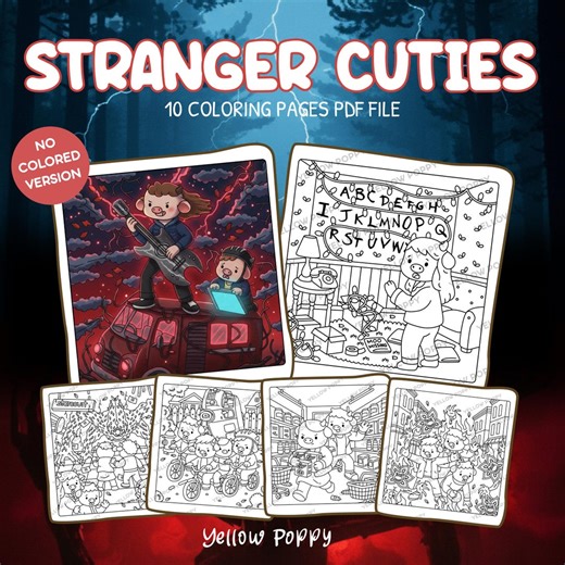 Stranger Cuties Coloring Pages | Spooky Cow Coloring Book | Cute Supernatural Tv-inspired Scenes | Printable Digital Download - Etsy