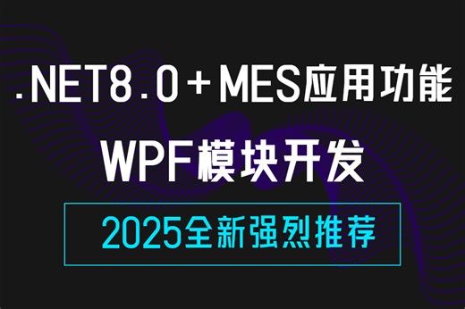 2025全新 .NET8.0   MES应用功能   WPF模块化开发 | 快速手上实战（C#/.NET9/.NET Core/上位机开发/工控）B1375