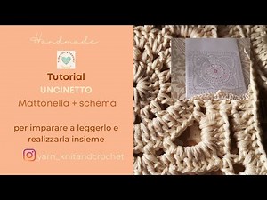 Tutorial facile mattonella con schema | uncinetto