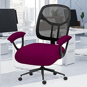 Stretchable Desk Office Chair Seat Cushion Covers & Armrest Covers - Universal Spandex Computer Chair Slipcover - Removable Washable Cushion Protectors Anti-scratch for Dogs, Cats, Pets