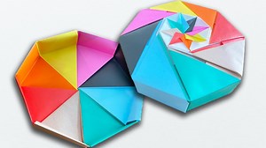 【折り紙】箱(八角形)の作り方　子供でも作れる折り方　簡単に折れるおりがみで作るはこ【おりがみ】 – ゆいのおりがみ研究室