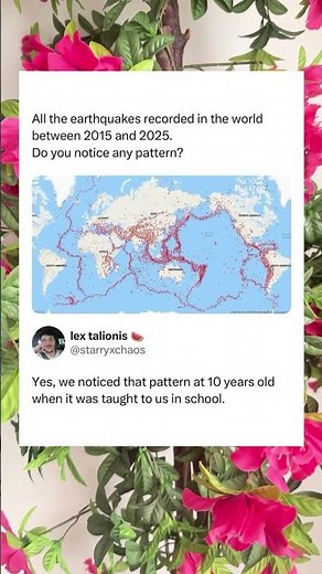 Every Earthquake From 2015 to 2025 Plotted on a Map Shows the Tectonic Plates #geography
