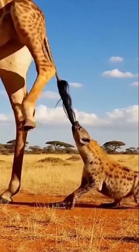 Hyena vs Giraffe Unbelievable Wild Attack Caught on Camera! #wildlife