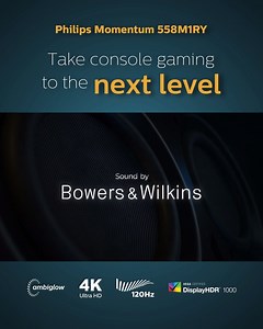 2.1K views · 531 reactions | Your console gaming is taken to the next level when you game on Philips Momentum gaming monitor, M1 series! 558M1RY is a stunning 4K HDR display with Ambiglow to immerse you in its performance, especially with optimal visual and sound by legendary audio experts, Bowers & WIlkins. Philips Momentum 558M1RY is surely a display to be personally experienced! For more info: https://mmdinnovationhub.com/ap-558m1ry/ | Philips Monitors | Facebook
