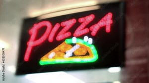 Pizza Pizzeria Neon Sign Window Front Illuminated Takeaway Food