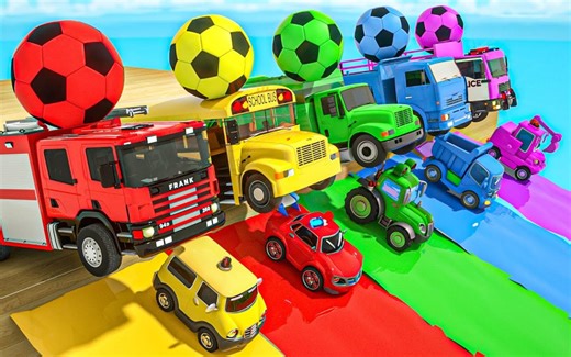 Bingo song - 五辆五颜六色的校车和气球 英文儿歌