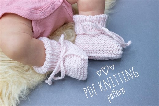 Baby Booties Knitting Pattern PDF – Easy Newborn Booties Tutorial for Beginners – Knit Baby Shoes Pattern - Etsy