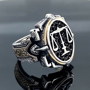 Man Handmade Ring , Silver Scale Ring , Men Handmade Libra Ring , Silver Lawyer Ring , Silver Oxide Men's Ring , 925k Sterling Silver Ring - Etsy