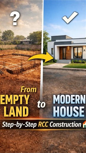 From Empty Land to Modern House | Step-by-Step RCC Construction 🏠 #buildingprocess #interiordesign