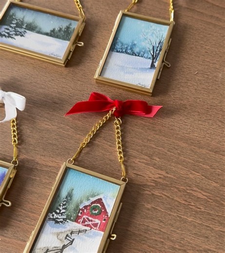 Emma Jane Lefebvre on Instagram: "So much fun making these mini paintings! I really hope you’re enjoying my 12 days of mini holiday landscape tutorials on YouTube! If you’ve missed it, take a look at my channel and join the fun! No registration or sign up, just watch the videos at your own pace and follow along! Happy painting!"