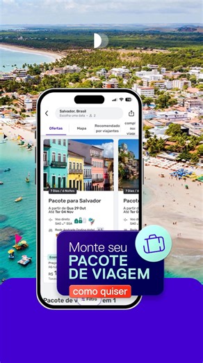 Monte seu pacote de viagem como quiser e tenha vôo hospedagem com até 30% de desconto em até 12x sem juros no app. | Decolar
