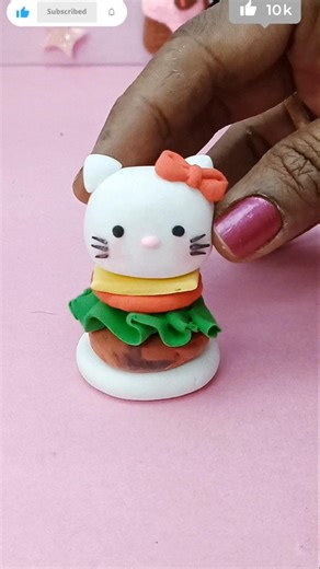 Mini Cute Kitty Burger 🍔🐱 | Handmade Clay Art #shorts