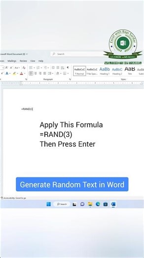 Generate Random Text in Microsoft Word! #wordtips #reels