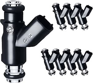 Upgraded 4 Holes Fuel Injectors Fit For Chevy: Silverado/Suburban/Tahoe/Express, For GMC: Sierra/Savana/Yukon, For Cadi Escalade, V8 4.8L/5.3L/6.0L 2010-2017, OEM # 12613411, 217-3411(8 Pcs)
