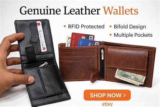 Genuine Leather Bifold Wallet – RFID Blocking Slim Men's Wallet – Multiple Card Slots - Etsy