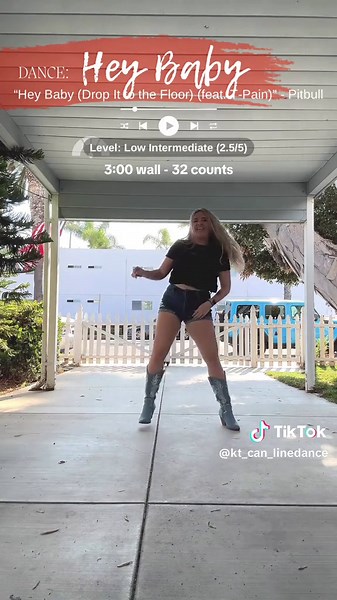 Hey Baby! ✨ Stepsheet: https://www.copperknob.co.uk/stepsheets/175667/hey-baby Count: 32 Wall: 4 Level: Improver / Intermediate Choreo: Brianna Bench@Brianna (USA) & Dustin Wenck @Dusty🃏♠️⚡️ (USA) - October 2023 Music: Hey Baby (Drop It to the Floor) (feat. T-Pain) - Pitbull or: Sexy Bitch (feat. Akon) - David Guetta or: Good Girl - Carrie Underwood No tags, no restarts! #linedancersoftiktok #linedance #linedancing #katiecanlinedance #socallinedancing #linedancer #linedancedemo #heybabylinedanc