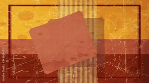 warm colored notepad with a pink square for text put on top striped layers covered with vintage texture and stains making it look old Stock Video