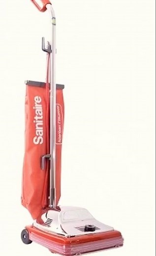 Vacuuming with a commercial Sanitaire in a USA living room!