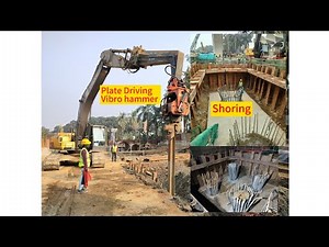 Temporary Shoring Excavation (H beam & Steel Plate install) by Vibro Hammer