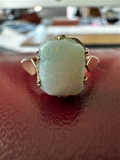 Vintage 9K Rose Gold Opal Solitaire Dress Ring – Rectangular Opal, Size N 1/2, 2.15g - Etsy