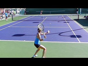 Martina Hingis vs Belinda Bencic Practice Match Court Level View - WTA Swiss Tennis Girl Training