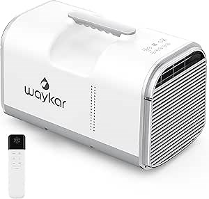 Waykar 4500 BTU Portable Air Conditioner up to 130 Sq. Ft. with Low Noise, Remote Control - Ideal for Tent, Camping, RV, Features Cooling, Dehumidifying, Fan in Compact 3-in-1 AC Unit - AC Powered.