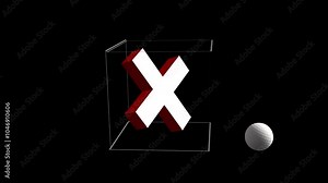 3D image features a floating red and white cross within a transparent cube, contrasted against a black background. The overlapping spheres add a sense of depth and perspective.