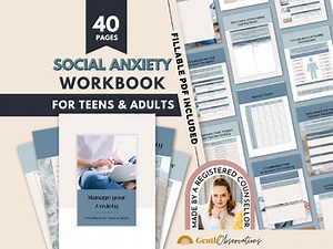 Social Anxiety Workbook for Teen & Adults - Therapy Worksheets