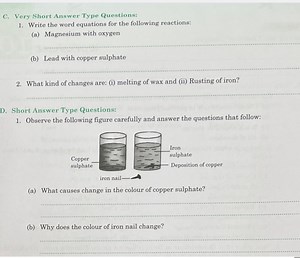 C. Very Short Answer Type Questions:1. Write the word equation... | Filo